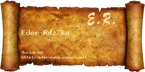 Eder Réka névjegykártya
